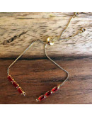 Cadena regulable para pulsera. Bañado (18kGold). Zirconia Red. 120 mm. 1,5 mm perforación. 1 ud.