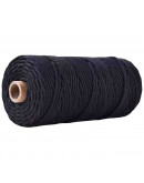 Hilo de algodón para macramé. 3 milímetros grosor. Color: BLACK. 100 metros. 1 cono.