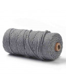 Hilo de algodón para macramé. 3 milímetros grosor. Color: GRAY. 100 metros. 1 cono.