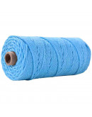 Hilo de algodón para macramé. 3 milímetros grosor. Color: DEEP SKY BLUE. 100 metros. 1 cono.