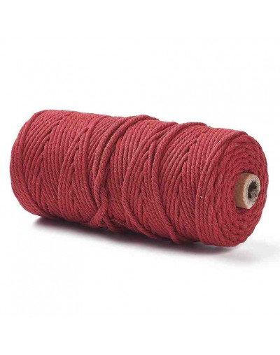 Hilo de algodón para macramé. 3 milímetros grosor. Color: CERISE. 100 metros. 1 cono.