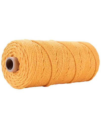 Hilo de algodón para macramé. 3 milímetros grosor. Color: ORANGE. 100 metros. 1 cono.