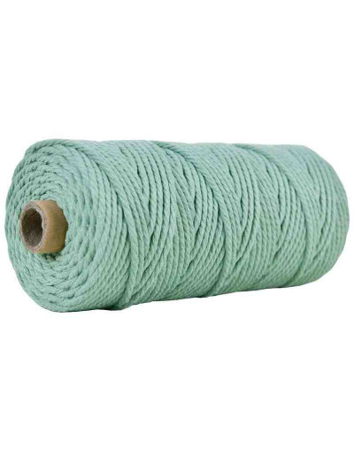 Hilo de algodón para macramé. 3 milímetros grosor. Color: MEDIUM AQUAMARINE. 100 metros. 1 cono.