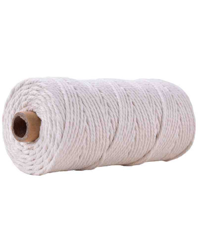 Hilo de algodón para macramé. 3 milímetros grosor. Color: GHOST. 100 metros. 1 cono.