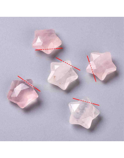 Cuarzo rosa. Estrella faceteada. 13,5x14,5x6,5 milímetros. 0,8 mm perforación. 1 unidad. Cuarzo rosa. Estrella faceteada. 13,5x14,5x6,5 milímetros. 0,8 mm perforación. 1 unidad.