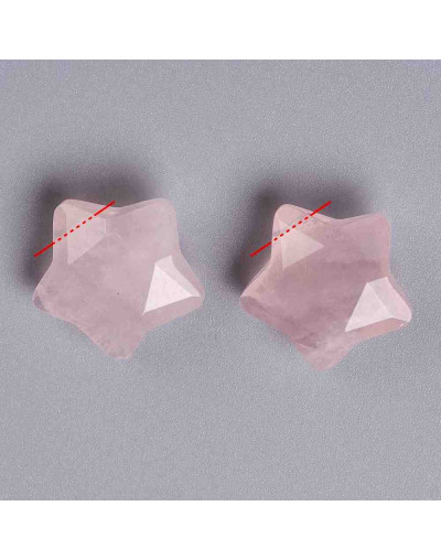 Cuarzo rosa. Estrella faceteada. 13,5x14,5x6,5 milímetros. 0,8 mm perforación. 1 unidad. Cuarzo rosa. Estrella faceteada. 13,5x14,5x6,5 milímetros. 0,8 mm perforación. 1 unidad.