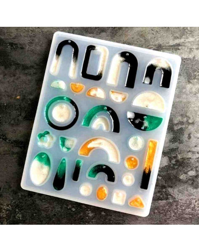 Moldes de silicona. Para resina. 29 formas diferentes. 159x127x9 milímetros. 1 unidad.