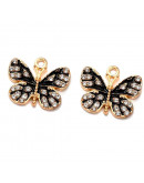 Mariposa (2). Aleación+Rhinestone. Color dorado. 16x19x2 mm. 1,5 mm perforación. 2 unidades. Mariposa (2). Aleación+Rhinestone. Color dorado. 16x19x2 mm. 1,5 mm perforación. 2 unidades.