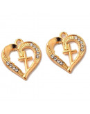 Cruz+corazón. Aleación+Rhinestone. Color dorado. 19x17x2 mm. 1,5 mm perforación. 2 unidades. Cruz+corazón. Aleación+Rhinestone. Color dorado. 19x17x2 mm. 1,5 mm perforación. 2 unidades.