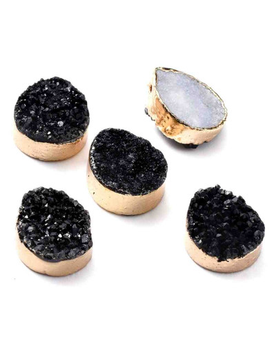 Agata Druzy. Gota. Baño dorado. 15x12x5 milímetros. 0,8 mm perforación. 1 unidad.