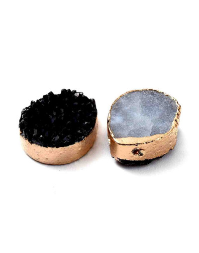 Agata Druzy. Gota. Baño dorado. 15x12x5 milímetros. 0,8 mm perforación. 1 unidad.