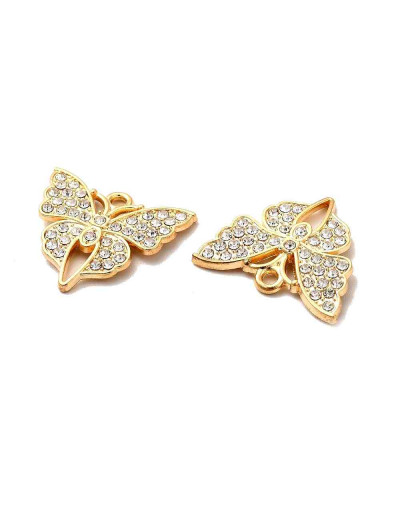 Cruz+corazón. Aleación+Rhinestone. Color dorado. 19x17x2 mm. 1,5 mm perforación. 2 unidades.