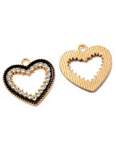 Corazón. Aleación+Rhinestone. Color dorado. 19x20x1,7 mm. 1,8 mm perforación. 2 unidades. Corazón. Aleación+Rhinestone. Color dorado. 19x20x1,7 mm. 1,8 mm perforación. 2 unidades.