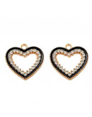 Corazón. Aleación+Rhinestone. Color dorado. 19x20x1,7 mm. 1,8 mm perforación. 2 unidades. Corazón. Aleación+Rhinestone. Color dorado. 19x20x1,7 mm. 1,8 mm perforación. 2 unidades.
