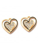 Corazones (2). Aleación+Rhinestone. Color dorado. 19x19x18 mm. 1,6 mm perforación. 2 unidades. Corazones (2). Aleación+Rhinestone. Color dorado. 19x19x18 mm. 1,6 mm perforación. 2 unidades.