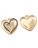 Corazones (2). Aleación+Rhinestone. Color dorado. 19x19x18 mm. 1,6 mm perforación. 2 unidades. Corazones (2). Aleación+Rhinestone. Color dorado. 19x19x18 mm. 1,6 mm perforación. 2 unidades.