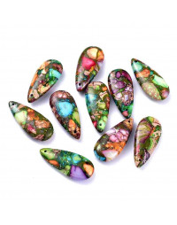 Jásper imperial + sedimento shell. Gota. 35x15x6,5 milímetros. 1,2 mm perforación. 1 unidad.