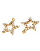 Estrella. Aleación+Rhinestone. Color dorado. 23x21x2 mm. 1,5 mm perforación. 2 unidades. Estrella. Aleación+Rhinestone. Color dorado. 23x21x2 mm. 1,5 mm perforación. 2 unidades.