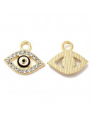 Ojo Turco. Aleación+Rhinestone. Color dorado. 14x16x2 milímetros. 2,5 mm perforación. 2 unidades. Ojo Turco. Aleación+Rhinestone. Color dorado. 14x16x2 milímetros. 2,5 mm perforación. 2 unidades.