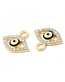 Ojo Turco. Aleación+Rhinestone. Color dorado. 14x16x2 milímetros. 2,5 mm perforación. 2 unidades. Ojo Turco. Aleación+Rhinestone. Color dorado. 14x16x2 milímetros. 2,5 mm perforación. 2 unidades.