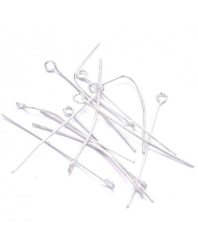 Pin con agujero. Color plateado. 40x0,7 milímetros. 50 unidades aproximado. 12 gramos.