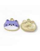 Gatos. Aleación de cobre y esmalte. 18x20x2,5 mm. 2,3 mm perforación. 4 unidades. Gatos. Aleación de cobre y esmalte. 18x20x2,5 mm. 2,3 mm perforación. 4 unidades.