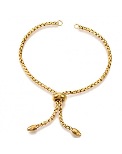 Cadena regulable para pulsera. Acero inoxidable. Color dorado. 220 mm. 2,5 mm perforación. 1 unidad. Cadena regulable para pulsera. Acero inoxidable. Color dorado. 220 mm. 2,5 mm perforación. 1 unidad.