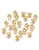 Acero inoxidable. Color dorado. 4 mm diámetro. 0,8 mm perforación. 40 unidades aproximado. Acero inoxidable. Color dorado. 4 mm diámetro. 0,8 mm perforación. 40 unidades aproximado.