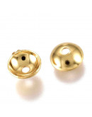 Acero inoxidable. Color dorado. 4 mm diámetro. 0,8 mm perforación. 40 unidades aproximado. Acero inoxidable. Color dorado. 4 mm diámetro. 0,8 mm perforación. 40 unidades aproximado.