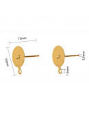 Pin aretes. Acero dorado. Pin 0,8 mm. Base 10x0,4 mm. 1,5 mm perforación. Cierre silicón. 10 uds. Pin aretes. Acero dorado. Pin 0,8 mm. Base 10x0,4 mm. 1,5 mm perforación. Cierre silicón. 10 uds.