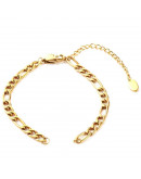 Cadena pulsera. Acero inoxidable. Color dorado. 160 mm. Con extensión. 7 mm ancho. 1 unidad.