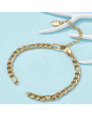 Cadena pulsera. Acero inoxidable. Color dorado. 160 mm. Con extensión. 7 mm ancho. 1 unidad.