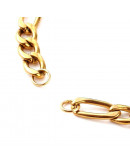 Cadena pulsera. Acero inoxidable. Color dorado. 160 mm. Con extensión. 7 mm ancho. 1 unidad.