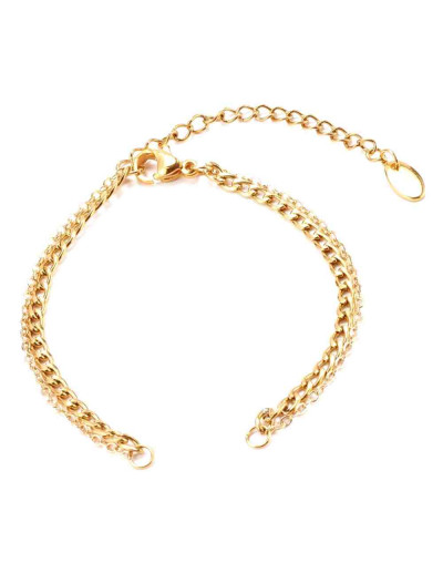 Cadena pulsera. Acero inoxidable. Color dorado. 150 mm. Con extensión. 4 mm ancho. 1 unidad.