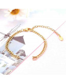 Cadena pulsera. Acero inoxidable. Color dorado. 150 mm. Con extensión. 4 mm ancho. 1 unidad.