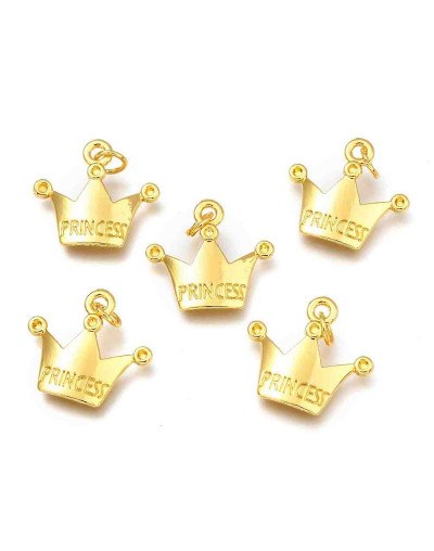 Corona-Princess. Aleación de cobre. Baño 18kGold. 17,5x19x3,5 mm. 3,5 mm arandela. 1 unidad.