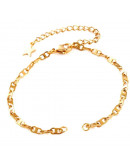 Cadena pulsera. Acero inoxidable. Color dorado. 160 mm. Con extensión. 6 mm ancho. 1 unidad.