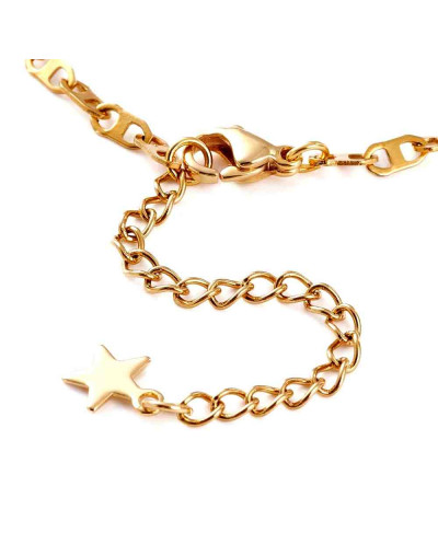 Cadena pulsera. Acero inoxidable. Color dorado. 160 mm. Con extensión. 6 mm ancho. 1 unidad.