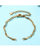 Cadena pulsera. Acero inoxidable. Color dorado. 160 mm. Con extensión. 6 mm ancho. 1 unidad.