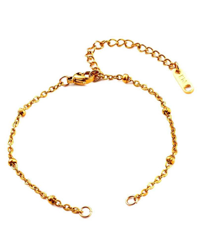 Cadena pulsera. Acero inoxidable. Color dorado. 158 mm. Con extensión. 3 mm ancho. 1 unidad.