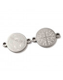 San Benedicto. Acero Inoxidable. Color plateado. 19x13,5x1 mm. 1,8 mm perforación. 1 unidad.