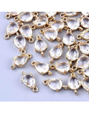 Glass gota faceteada. Aleación de cobre. Color dorado. 13x7x3,5 mm. 1,2 mm perforación. 2 unidades.