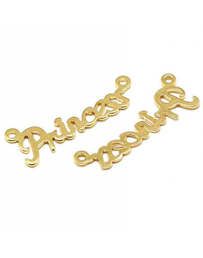 Princess. Aleación de cobre. Baño 18KGold. 27x9,5x1 milímetros. 1 mm perforación. 2 unidades.