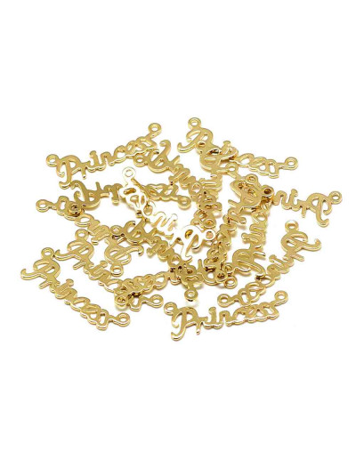 Princess. Aleación de cobre. Baño 18KGold. 27x9,5x1 milímetros. 1 mm perforación. 2 unidades.