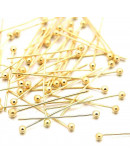 Pin con esfera. Color dorado. 20x0,4 milímetros. 2 mm esfera. 200 unidades aprox. 12 gramos. Pin con esfera. Color dorado. 20x0,4 milímetros. 2 mm esfera. 200 unidades aprox. 12 gramos.