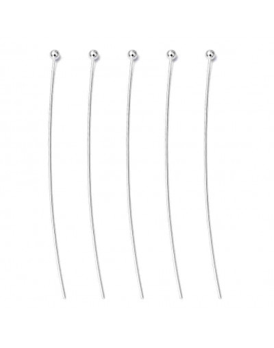 Pin con esfera. Color plateado. 45x0,5 milímetros. 1,5 mm esfera. 140 unidades aprox. 12 gramos.