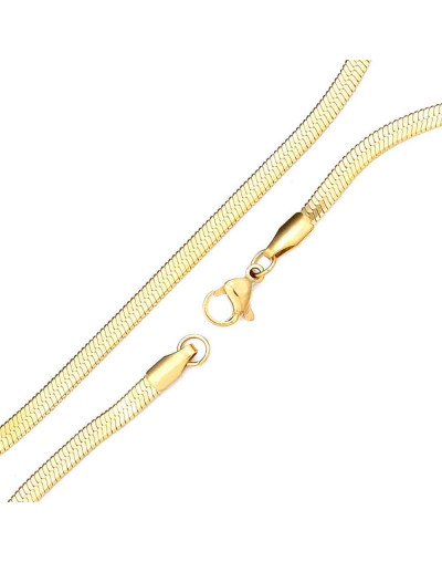 Acero inoxidable. Color dorado. Espiga. Con cierre lobster. 40 cm largo. 3 mm grosor. 1 unidad.