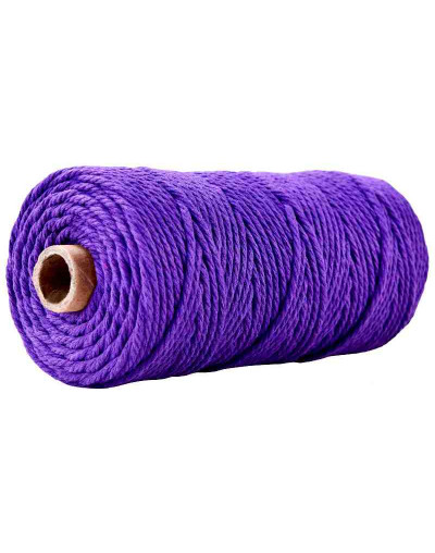 Hilo de algodón para macramé. 3 milímetros grosor. Color: MEDIUM ORCHID. 100 metros. 1 cono.