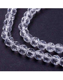 Esfera faceteada. 04 milímetros diámetro. Cristal. 1 mm perforación. 95 unidades hilo (aproximado).