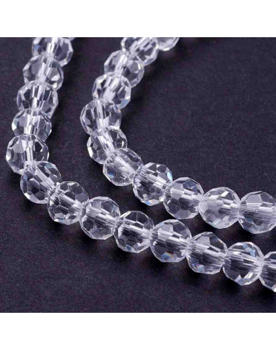 Esfera faceteada. 04 milímetros diámetro. Cristal. 1 mm perforación. 95 unidades hilo (aproximado).